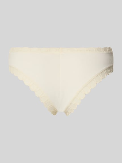 Produktfoto, kremowy Hipster Slip aus Viskose Modell 'Poetry' od Mey, koronkowe wykończenie, Slim Fit, delikatna tekstura, damska bielizna