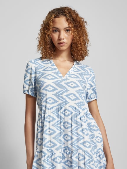 ONLY Knielanges Kleid mit V-Ausschnitt Modell 'NOVA LIFE' Ecru 3