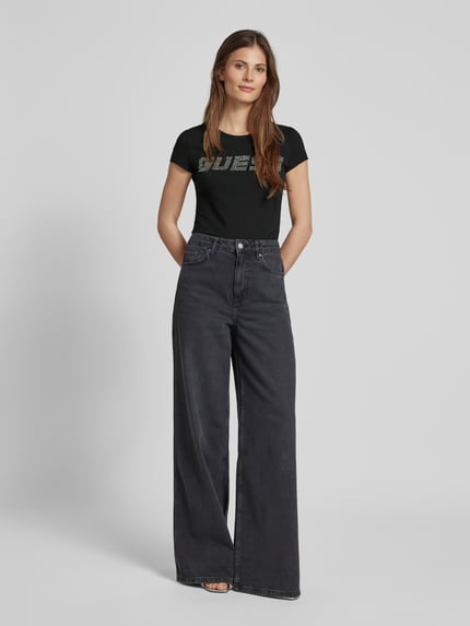 GUESS Activewear T-shirt met labeldetail, model 'KIARA' Zwart - 1