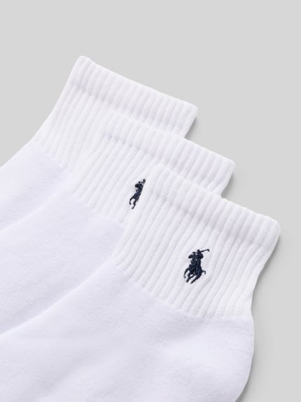 Produktfoto, Socken aus Baumwoll-Mix im 3er Pack von Polo Ralph Lauren Underwear, weiß, unifarben, elastischer Bund, Rippstrick, Logo-Detail