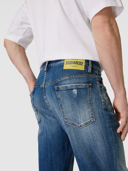 Dsquared2 Jeansy o kroju straight fit w efekcie znoszenia Niebieski 3