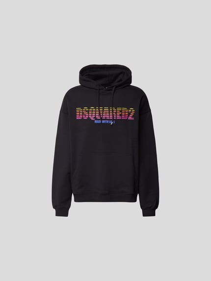 Dsquared2 Bluza z kapturem o luźnym kroju z nadrukiem z logo Czarny 2