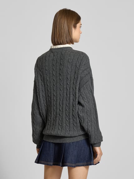 REVIEW Gebreide pullover met kabelpatroon Antraciet gemêleerd - 5