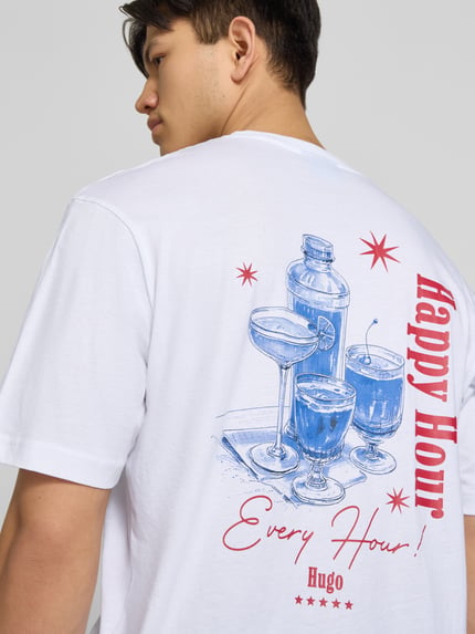HUGO Blue Regular Fit T-Shirt aus reiner Baumwolle Modell 'NUCAVO' Weiss 3