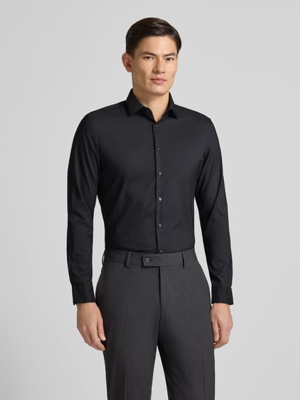 Jake*s Super slim fit zakelijk overhemd met kentkraag Zwart - 4