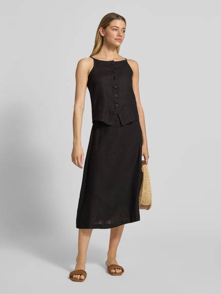ICHI Top met korte mouwen van mix van linnen en viscose model 'LINNO' Zwart - 1