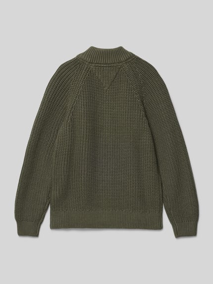 Tommy Hilfiger Teens Regular fit gebreid jack van katoenmix Olijfgroen - 3
