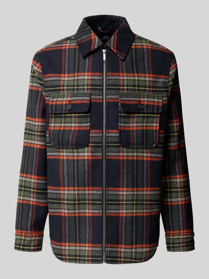 Produktfoto, Regular Fit Hemdjacke mit Kentkragen und Reißverschluss von Fynch-Hatton, Mieszanka materiałów z dodatkiem wełny, krój regular fit, kołnierzyk typu kent, zamek błyskawiczny, kieszenie na piersi, Długość tyłu w rozmiarze M: 75 cm