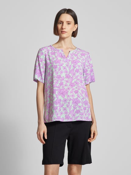 Montego Blouse met bloemenmotief en V-hals Mintgroen - 4