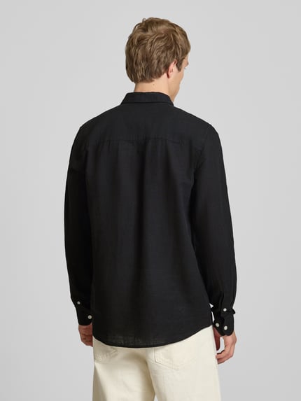 ONLY & SONS Slim Fit Freizeithemd aus Baumwoll-Leinen-Mix Modell 'CAIDENLS SOLID' Black 5