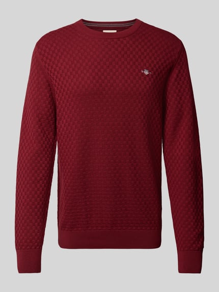 GANT Regular Fit gebreide trui van puur katoen Bordeaux - 2