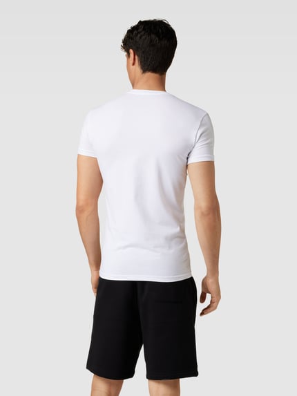 Emporio Armani T-Shirt mit V-Ausschnitt Modell 'RAINBOW LOGO' Weiss 5