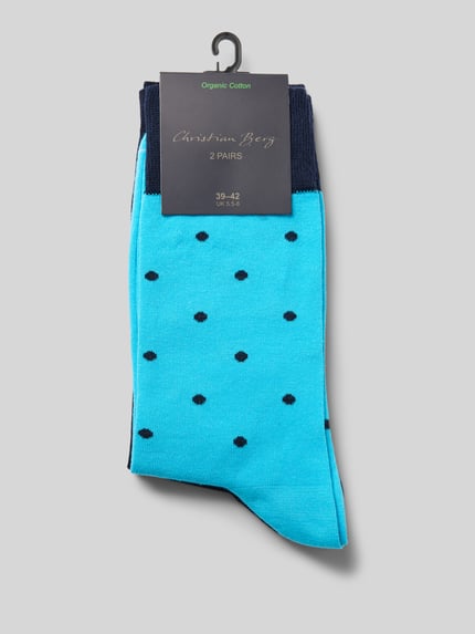 Christian Berg Men sokken met labeldetail in set van 2 Aquablauw - 3
