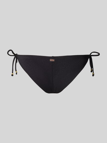 Produktfoto, Bikini-Slip mit seitlicher Schnürung von Banana Moon, czarny, lśniący materiał, dopasowany, materiał z domieszką stretchu