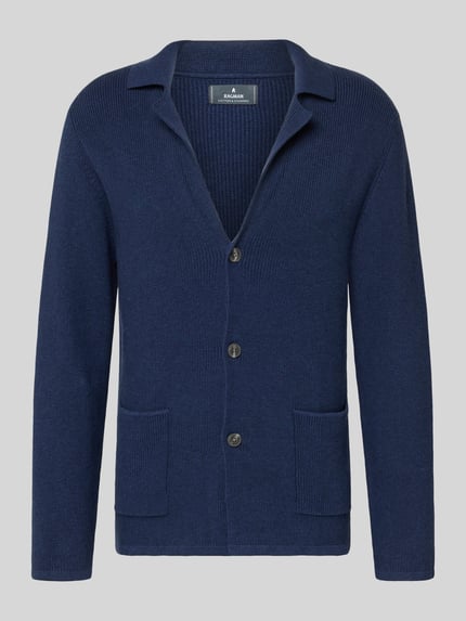 RAGMAN Regular fit gebreid jack van mix van katoen en wol Marineblauw - 2