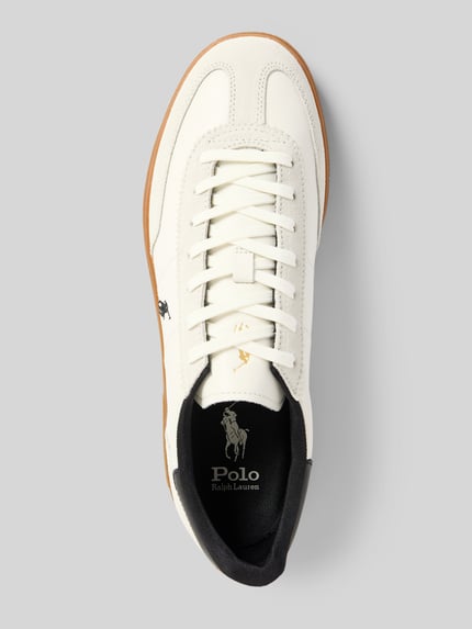 Produktfoto, Sneakersy z naturalnej skóry z wyhaftowanym logo, zaokrąglony czubek, wiązanie, gumowa podeszwa, model 'BEDFORD' od Polo Ralph Lauren, wysokość obcasa 3 cm, cholewka 8 cm, szerokość cholewki 7 cm