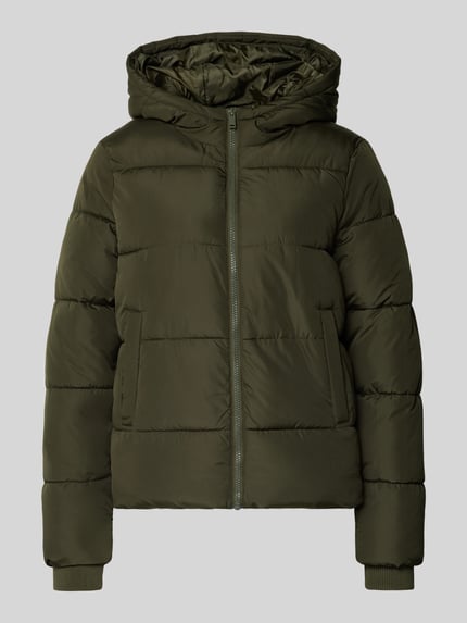 PIECES Regular Fit Steppjacke mit Kapuze Modell 'BEE NEW' Khaki 2