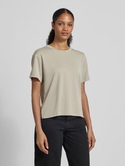 Jake*s Casual T-shirt z prążkowanym okrągłym dekoltem Gliniany 4