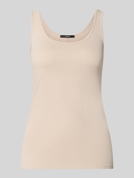 Produktfoto, Slim Fit Top mit Baumwoll-Anteil Modell 'KÄTHI' von someday, beżowy, elastyczna mieszanka materiałów z bawełną, krój slim fit, dekolt w łódkę, obszycie, długość tyłu w rozmiarze 36: 50 cm
