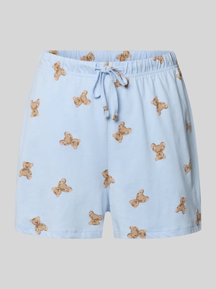 Produktfoto, Pyjama-Shorts mit elastischem Bund von Jake*s Casual, hellblau mit Teddybär-Muster, reine Baumwolle, Regular Fit