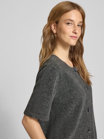PIECES Kurtka z dzianiny o kroju regular fit z krótkim rękawem model ‘JIKO’ Średnioszary melanż 3