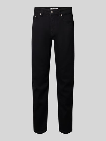 Productfoto, Regular Fit Jeans aus Baumwoll-Mix Modell 'WEFT' van Only & Sons, unie kleur, denimtextuur, 5-pocket, label stitching, riemlussen, knoopsluiting, katoenmix
