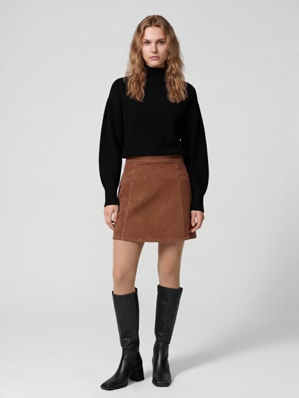 VERO MODA Mini-Rock mit sichtbarem Rückenreißverschluss Cognac 1