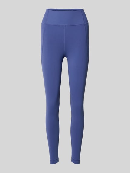 Produktfoto, Slim Fit Leggins mit Logo-Print Modell 'Bliss' von Salomon, elastyczny materiał, krój slim fit, szeroki pas, kolor niebieski