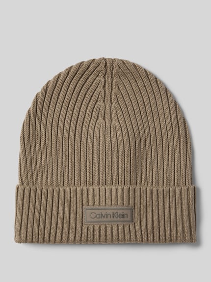 CK Calvin Klein Strickmütze mit Kaschmir-Anteil und Label-Patch Camel 1