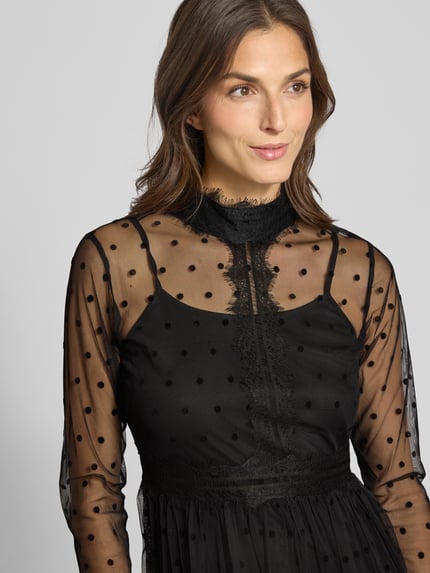 Lace & Beads Sukienka midi ze stójką Czarny 3