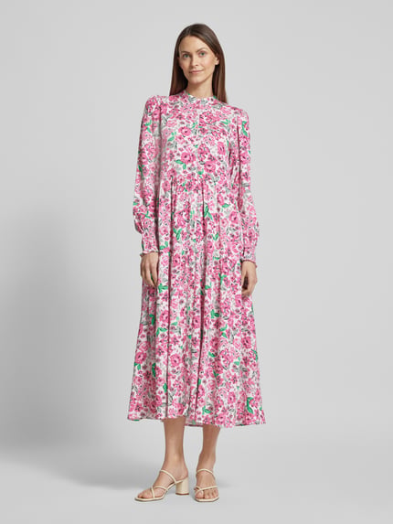 YAS Midi-jurk met opstaande kraag, model 'ALIRA' Felroze - 4