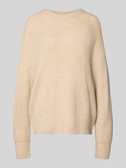 mbyM Sweter z dzianiny o kroju relaxed fit z dodatkiem wełny model „Gillian” Beżowy 2