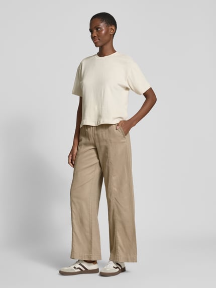 Jake*s Studio Woman Wide Leg Stoffhose mit elastischem Bund Taupe 1