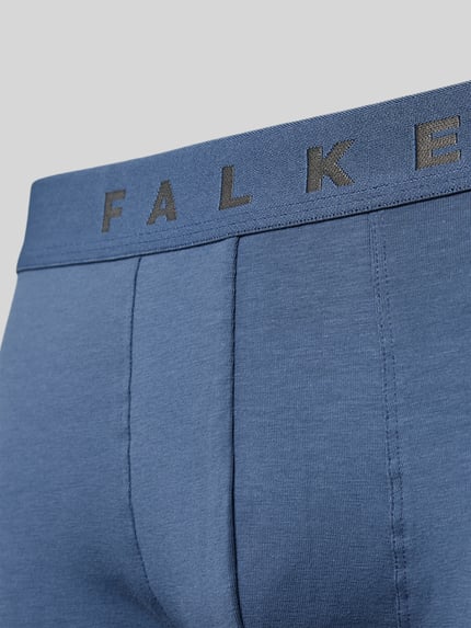 Produktfoto, Trunks im 2er-Pack mit elastischem Logo-Bund von FALKE aus blauem Baumwoll-Mix, eng anliegend, glatte Textur, Modell Daily Comfort