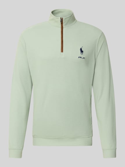 Polo Ralph Lauren Regular Fit Troyer mit kurzem Reißverschluss Hellgruen 2