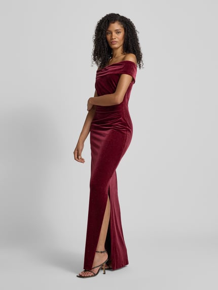 Christian Berg Cocktail Abendkleid im Offshoulder-Design Dunkelrot 1