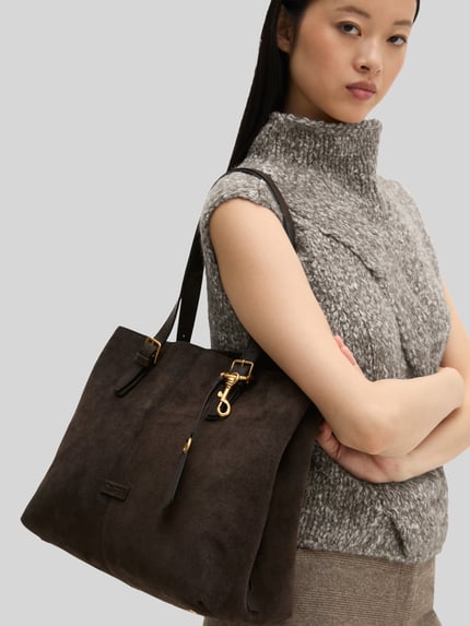 Marc O'Polo Shopper aus Rindsvelours Dunkelbraun 1