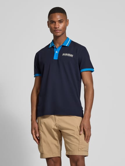 Napapijri Regular fit poloshirt met labelstitching, model 'E-MURLO' Marineblauw - 4