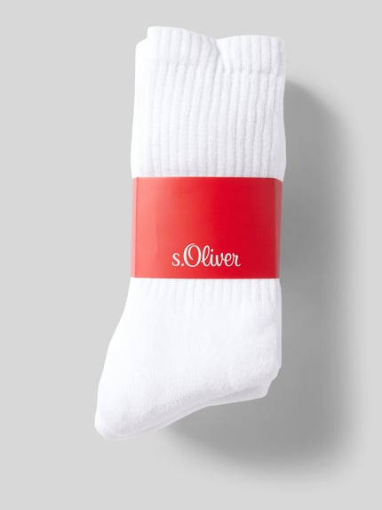 Produktfoto, Socken mit Stretch-Anteil im 3er-Pack von s.Oliver RED LABEL in Weiß, Baumwollmischung, Rippenbündchen, verstärkte Belastungszonen