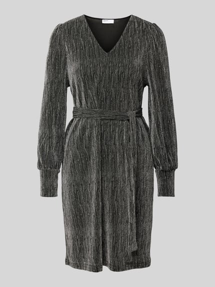 Selected Knielanges Kleid mit V-Ausschnitt Modell 'ANITA AGNETHE' Silber 2