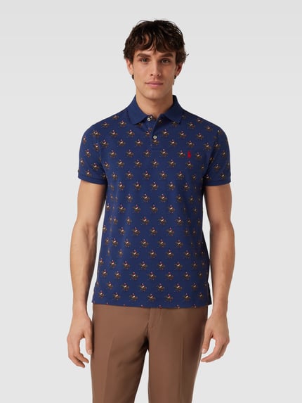 Polo Ralph Lauren Slim fit poloshirt met all-over motief Marineblauw - 4