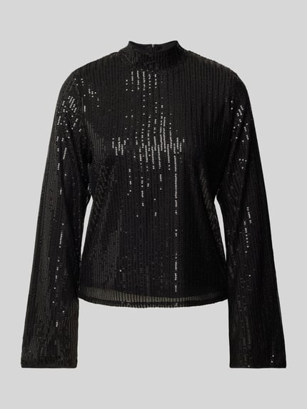 YAS Shirt met lange mouwen en opstaande kraag, model 'PALLI' Zwart - 2