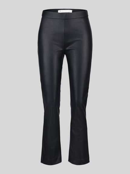 Raffaello Rossi Wide leg kunstleren broek van viscosemix model 'MACY' Zwart - 2