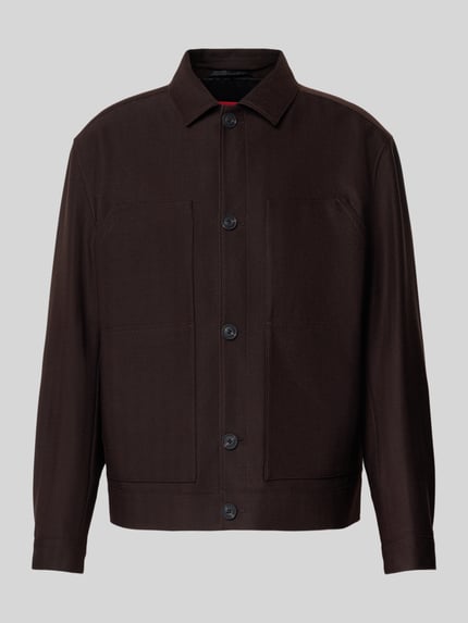 HUGO Slim Fit Hemdjacke mit Schurwoll-Anteil Mittelbraun 2
