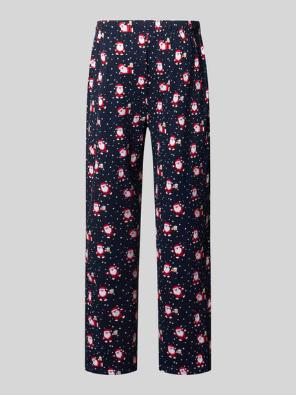 Christian Berg Men Regular Fit Pyjama-Hose im Allover-Look Dunkelblau 3