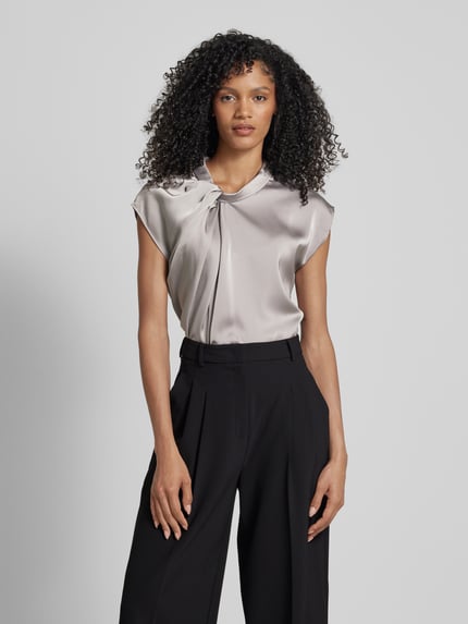 Neo Noir Regular fit blousetop met satijnlook model 'FLEUR' Middengrijs - 4