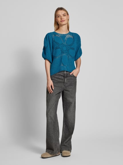FARM RIO Strickpullover mit Knopfleiste Petrol 1