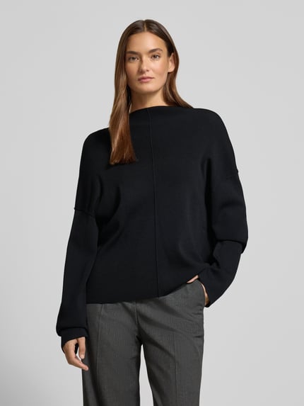 Jake*s Collection Sweter z dzianiny o kroju oversized z okrągłym dekoltem Czarny 4