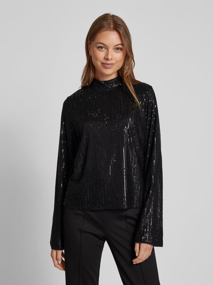 YAS Shirt met lange mouwen en opstaande kraag, model 'PALLI' Zwart - 4