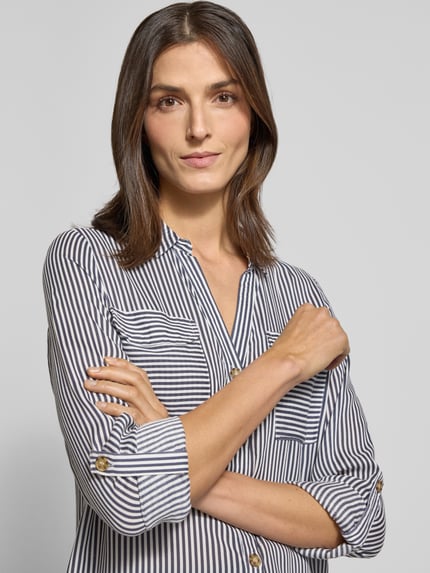 VERO MODA Hemdbluse mit aufgesetzten Brustpattentaschen Modell 'BUMPY' Marine 3